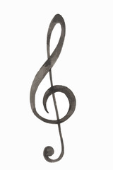 Obraz premium Watercolor treble clef. Isolated musical sign on white background.