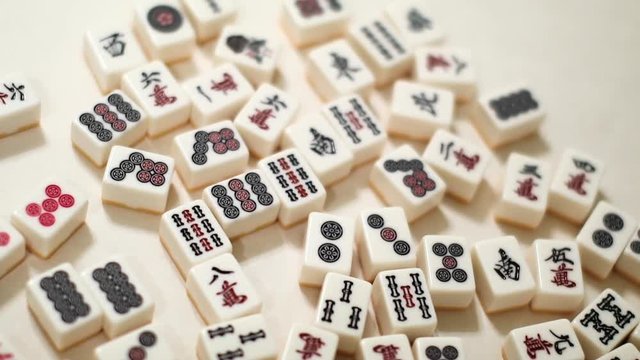 Mahjong pieces together Pan up