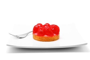 Cherry Strawberry dessert plate -  postre de fresa cereza