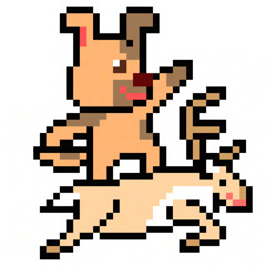 pixel art dog ride deer