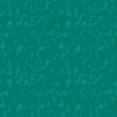 Hand draw arrows seamless pattern. Arrow of different shapes, linear symbols collection. Pointer direction, isolated vector illustration.