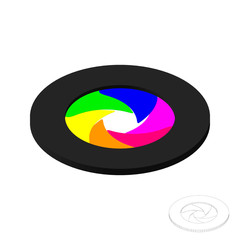 Lens Aperture.Vector colorful illustration. 3d isometric style.