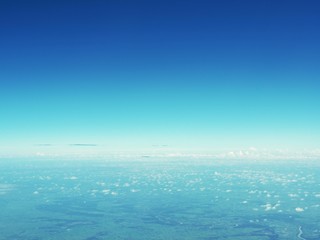 Clear blue sky view from airplane window