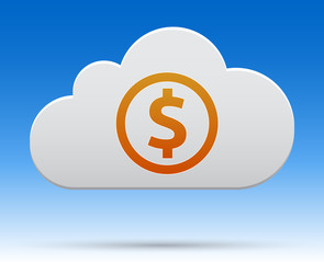 Dollar money cloud with shadow on light background