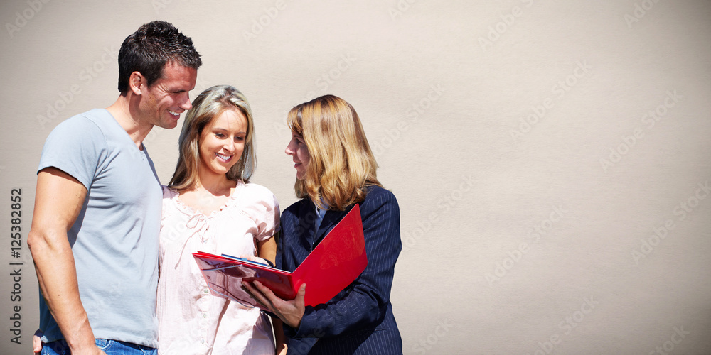 Canvas Prints Real Estate agent woman with clients.