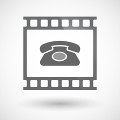 Isolated 35mm film frame slide photogram with  a retro telephone