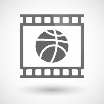 Isolated 35mm film frame slide photogram with  a basketball ball
