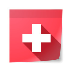 Isolated sticky note with   the Swiss flag