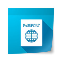 Isolated sticky note with  a passport