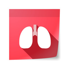 Isolated sticky note with  a healthy human lung icon
