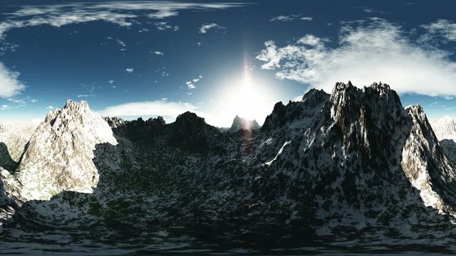 vr 360 panorama of mountains. made with the one 360 degree lense camera without any seams. ready for virtual reality