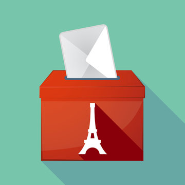 Long shadow ballot box with   the Eiffel tower