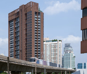 Modern train / Modern train on building background, Bangkok, Thailand.