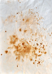 Background with Abstract Pattern, Brown Coffee Stains on Crumpled Paper