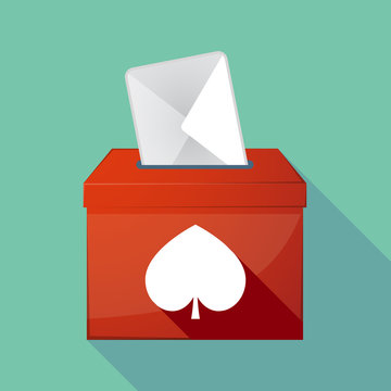 Long shadow ballot box with  the  spade  poker playing card sign