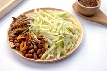 Ingredients Thai food, spicy mangoes salad