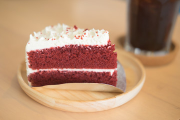 slice of strawberry layer cake on the plate