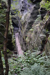 Steintreppe zwischen Felsformation am Pfaffenstein im Elbsandsteingebirge - Sächsische Schweiz