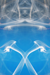 White smoke with shape on blue backgrounds
