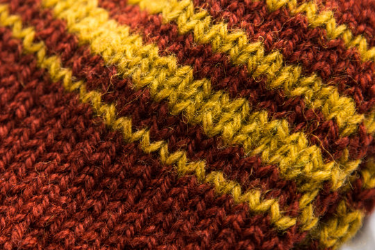 Handmade knitted pattern closeup