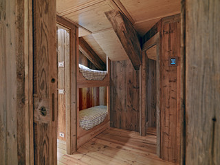 Naklejka na ściany i meble interior view of a rustic bunk bed