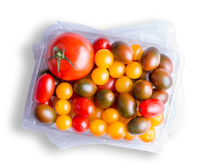 Top down view on various tomatoes