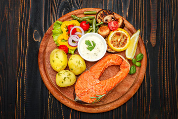 Crispy roasted salmon steak