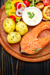 Crispy roasted salmon steak