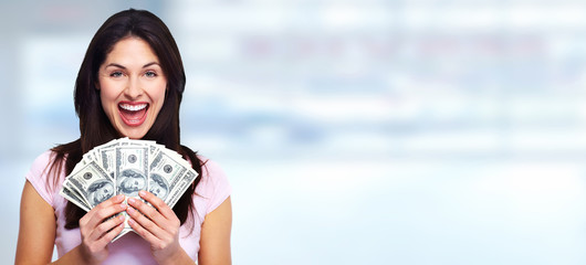Woman holding money