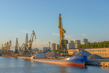 Bulk ship in port terminal