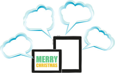 tablet pc icon with merry christmas words