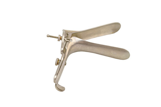 Medical equipment ,Gynecologic Speculum isolate on white background.Saved with clipping path.