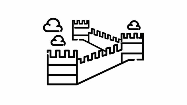 Great Wall of China 2D Outline Icon Animation