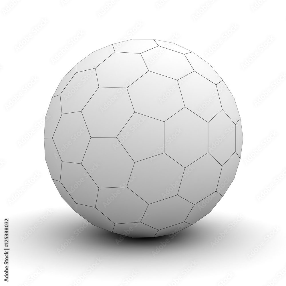 Aufkleber White sphere hexagon wireframe isolated over white background with shadow 3D rendering