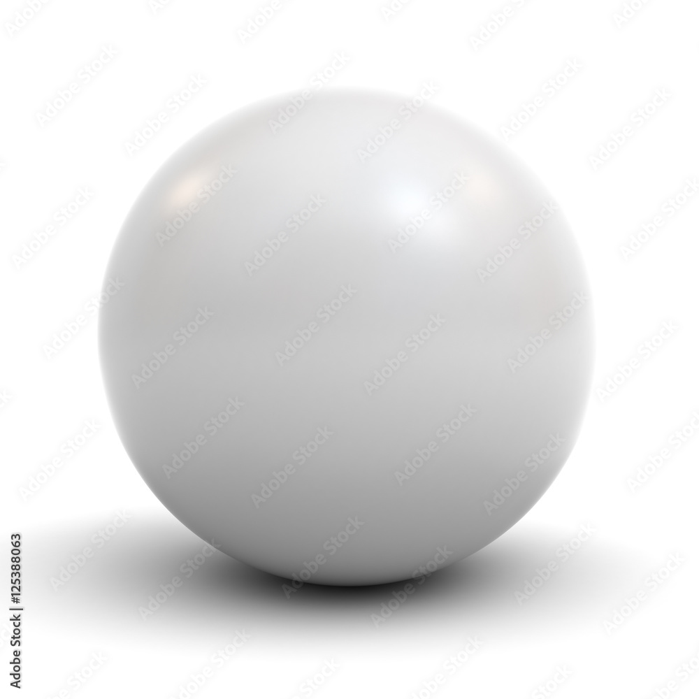 Fototapete white sphere isolated over white background with shadow 3d rendering