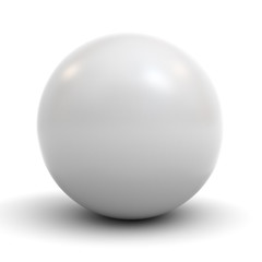 White sphere isolated over white background with shadow 3D rendering
