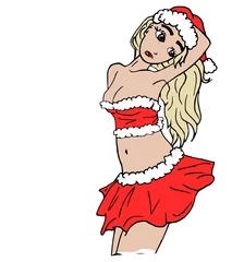 Fotobehang Vrouw in sexy kerst outfit © emieldelange