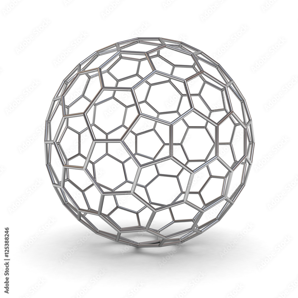Aufkleber 3d metal wireframe ball isolated over white background with shadow 3d rendering