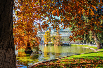 Palacio de Cristal en otoño. Parque del Retiro, Madrid