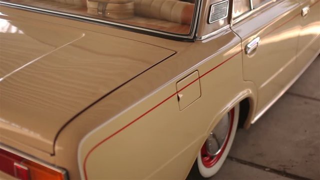 Exterior of russian restored beige old car