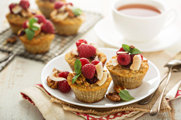 Homemade freshly baked oatmeal muffins