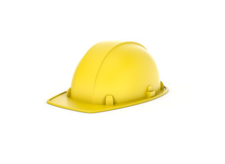 Rendering of yellow helmet isolated on the white background.