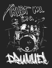 Graphics for Apparel, drums t-shirt design