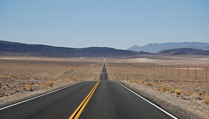 Nevada highway, long straight road, USA - 125390881