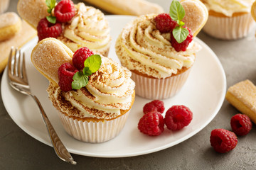 Tiramisu cupcakes with mascarpone cream