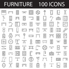 Furniture line icon set.
