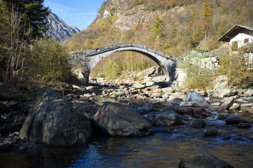 Fototapeta na wymiar antico ponte in pietra su un torrente