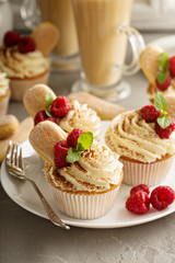 Tiramisu cupcakes with mascarpone cream