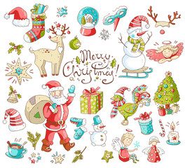 Big vector set of New Year and Christmas objects  symbols: tr