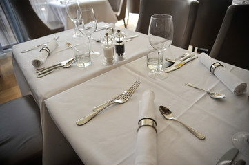 Elegant table arrangement in restaurant